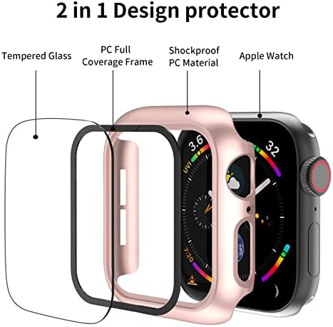 [16 חבילה] מארז מחשב קשה עם מגן מסך תואם לסדרת Apple Watch 4/5/6 40 ממ, קצה מלא מסביב לכסות מסגרת נגד פגוש מגן
